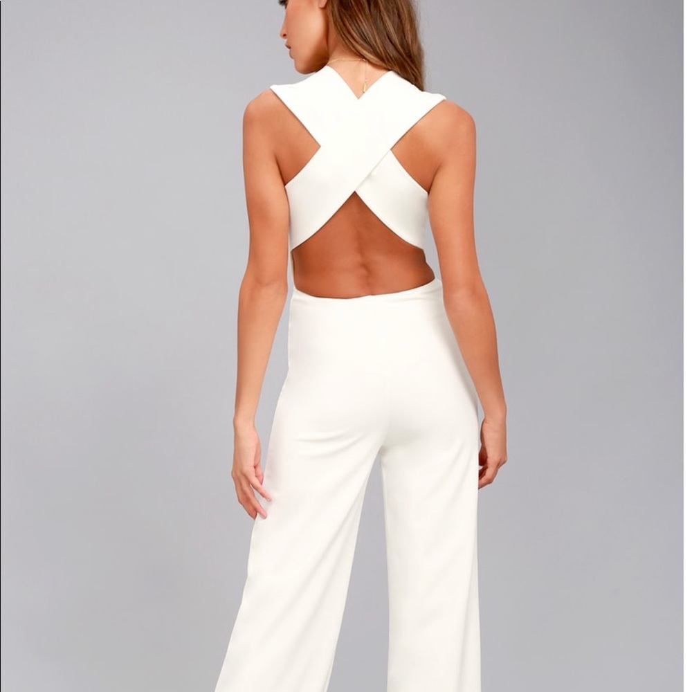LuLu’s White Crossback Jumpsuit